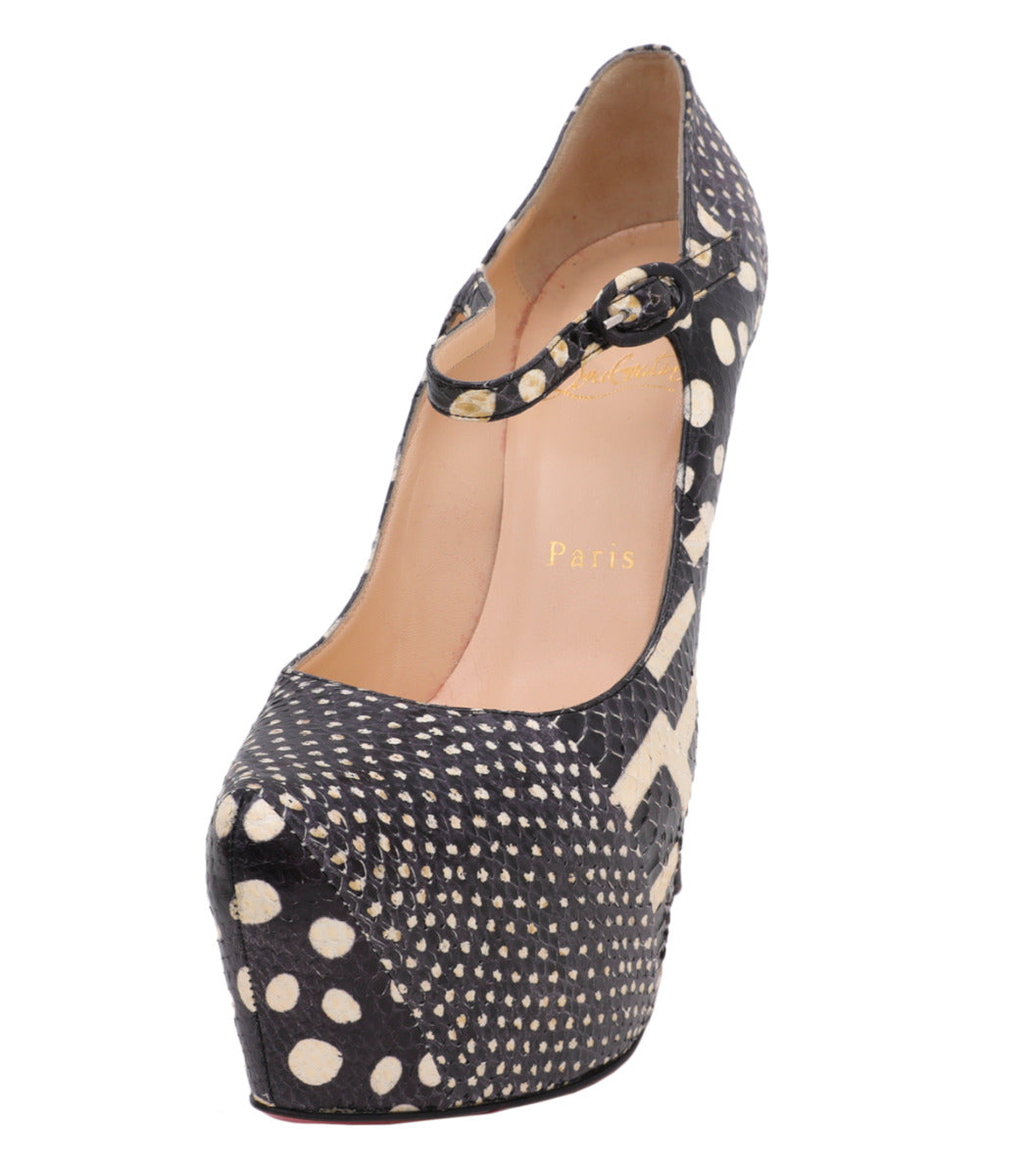 Christian Louboutin Bicolor Monochrom Python Daffodile Mary Jane Platform 37.5-Christian Louboutin-THE CLOSET