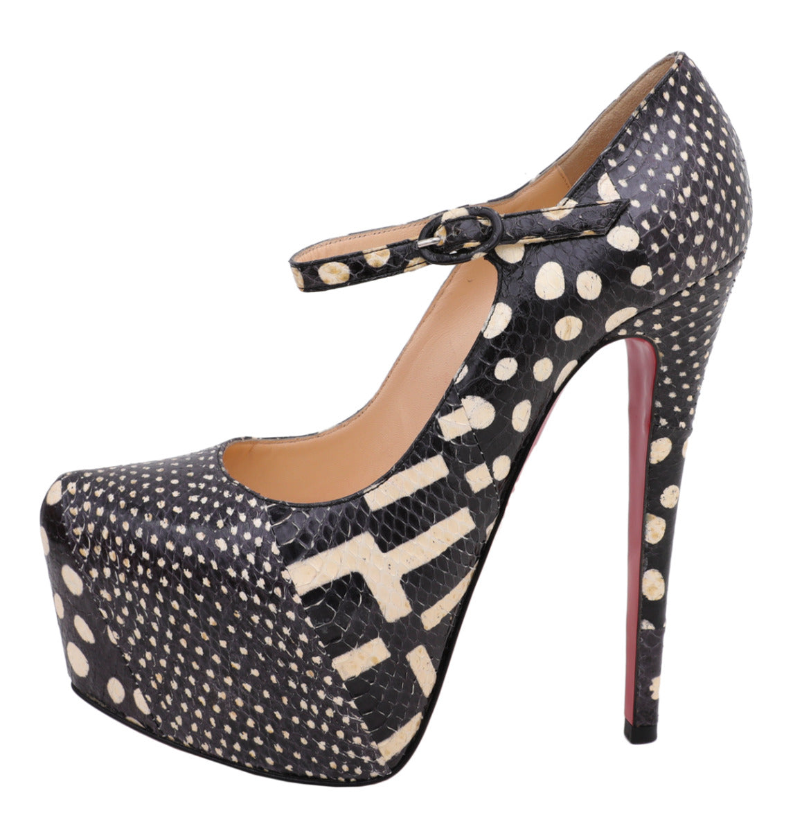 Christian Louboutin Bicolor Monochrom Python Daffodile Mary Jane Platform 37.5-Christian Louboutin-THE CLOSET