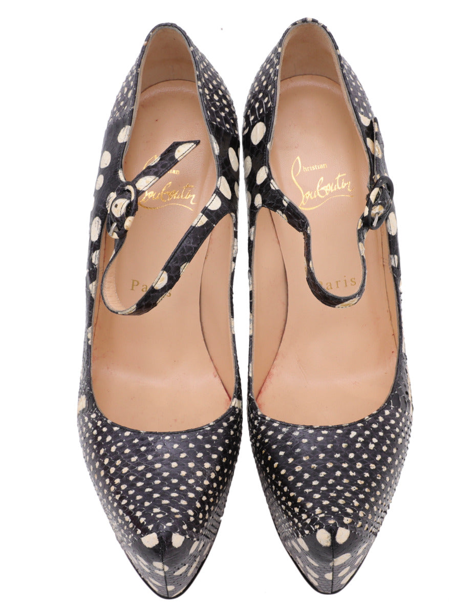 Christian Louboutin Bicolor Monochrom Python Daffodile Mary Jane Platform 37.5-Christian Louboutin-THE CLOSET