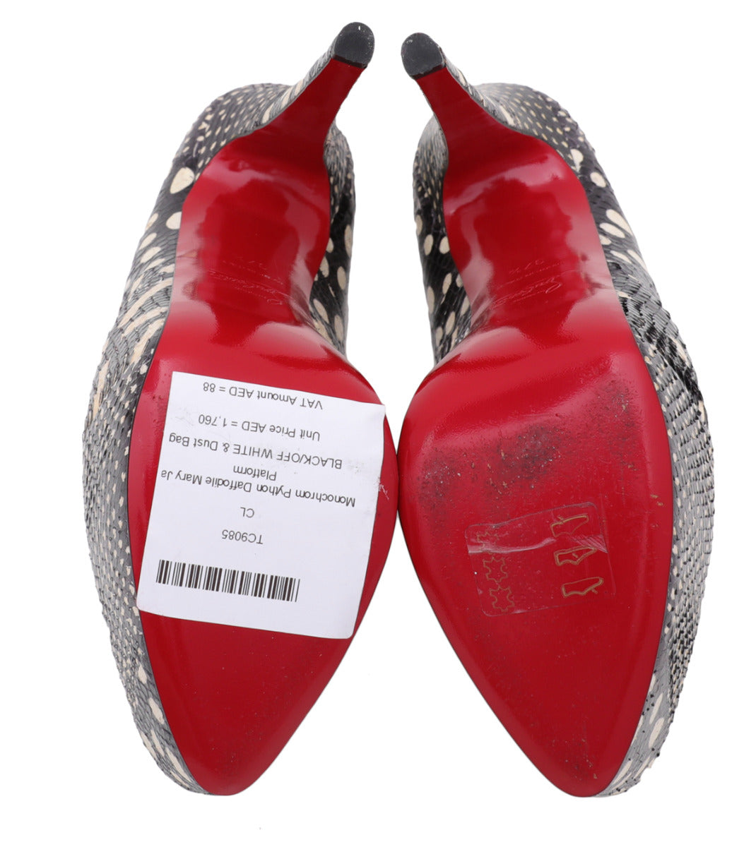 Christian Louboutin Bicolor Monochrom Python Daffodile Mary Jane Platform 37.5-Christian Louboutin-THE CLOSET