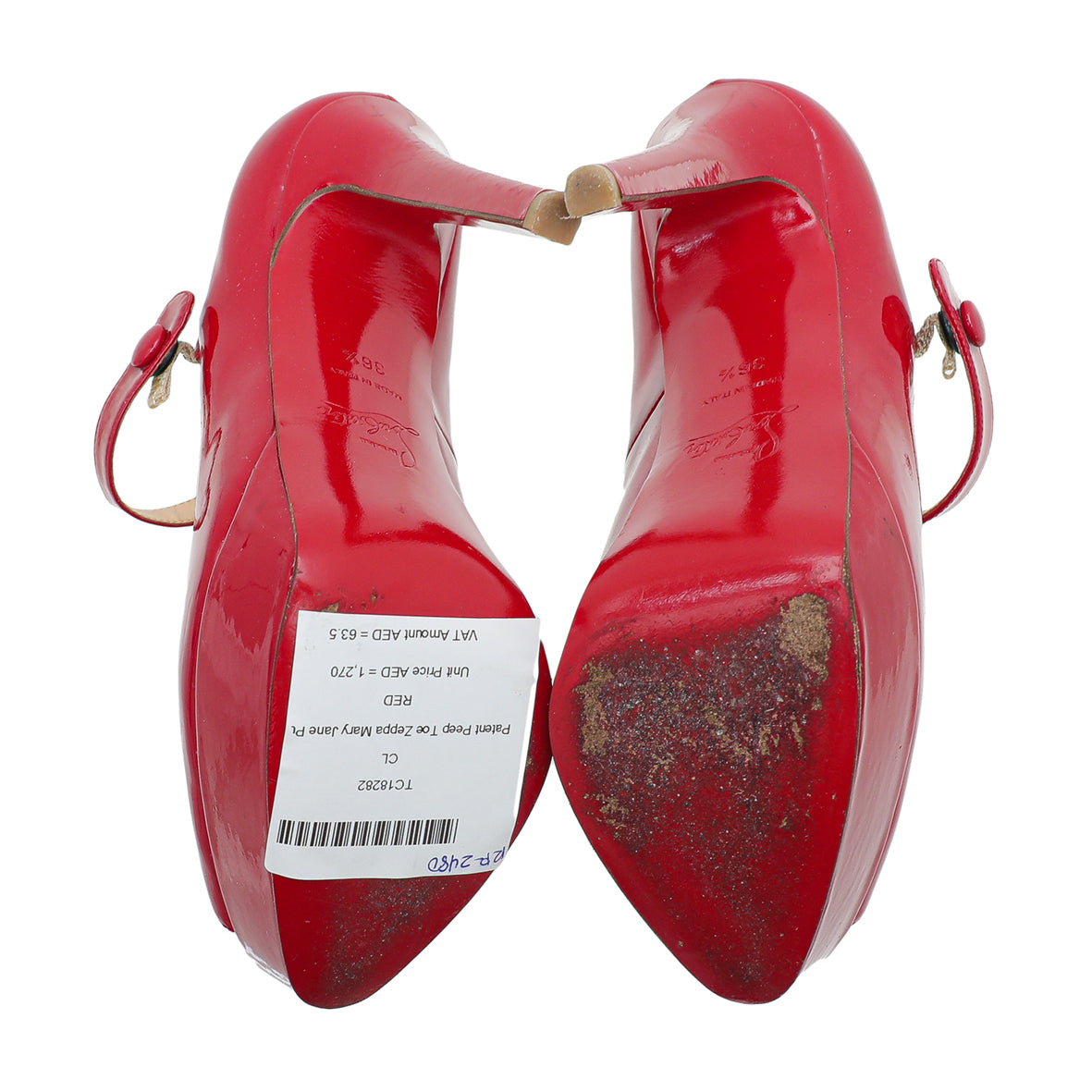Christian Louboutin Red Peep Toe Zeppa Mary Jane Pumps 36.5-Christian Louboutin-THE CLOSET