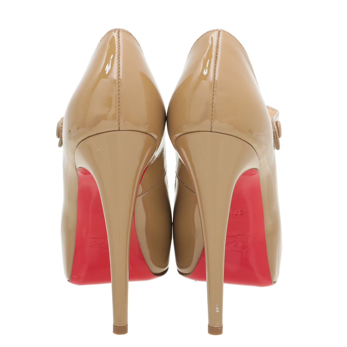 Christian Louboutin Nude Toe Zeppa Mary Jane Pumps 37.5-Christian Louboutin-THE CLOSET