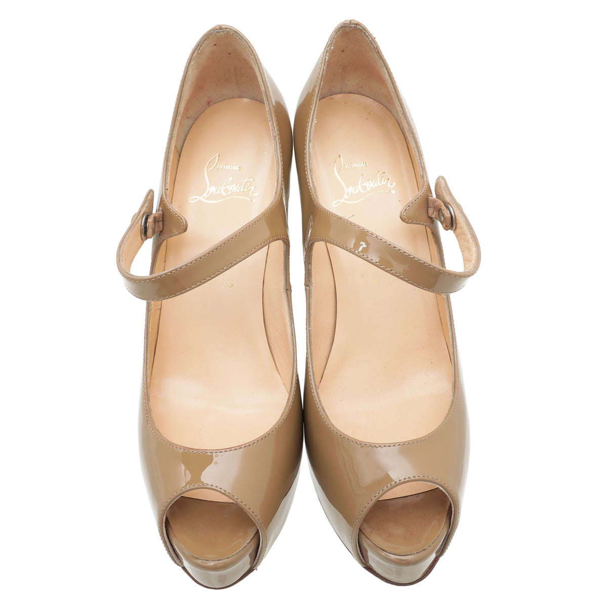 Christian Louboutin Nude Toe Zeppa Mary Jane Pumps 37.5-Christian Louboutin-THE CLOSET