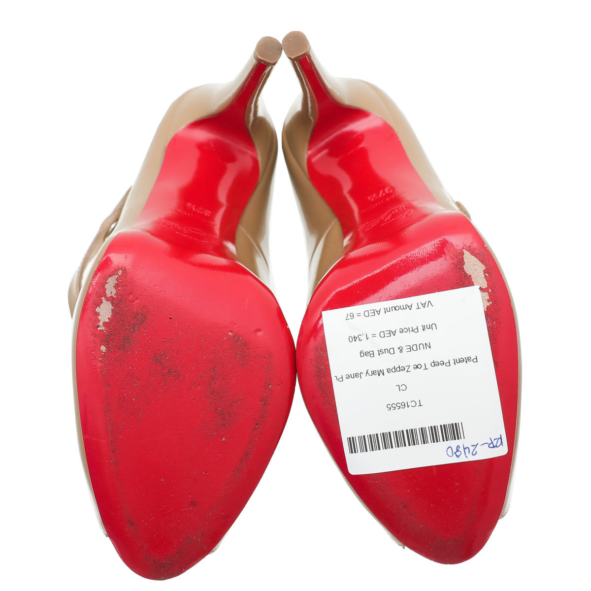 Christian Louboutin Nude Toe Zeppa Mary Jane Pumps 37.5-Christian Louboutin-THE CLOSET