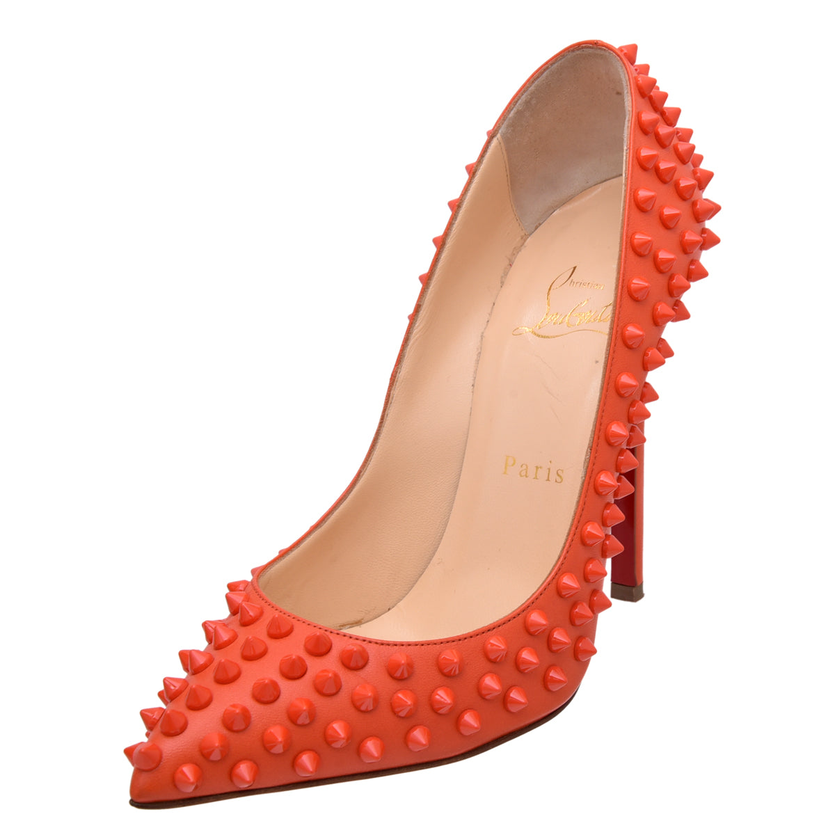 Christian Louboutin Orange Pigalle Spikes Pumps 37.5-Christian Louboutin-THE CLOSET