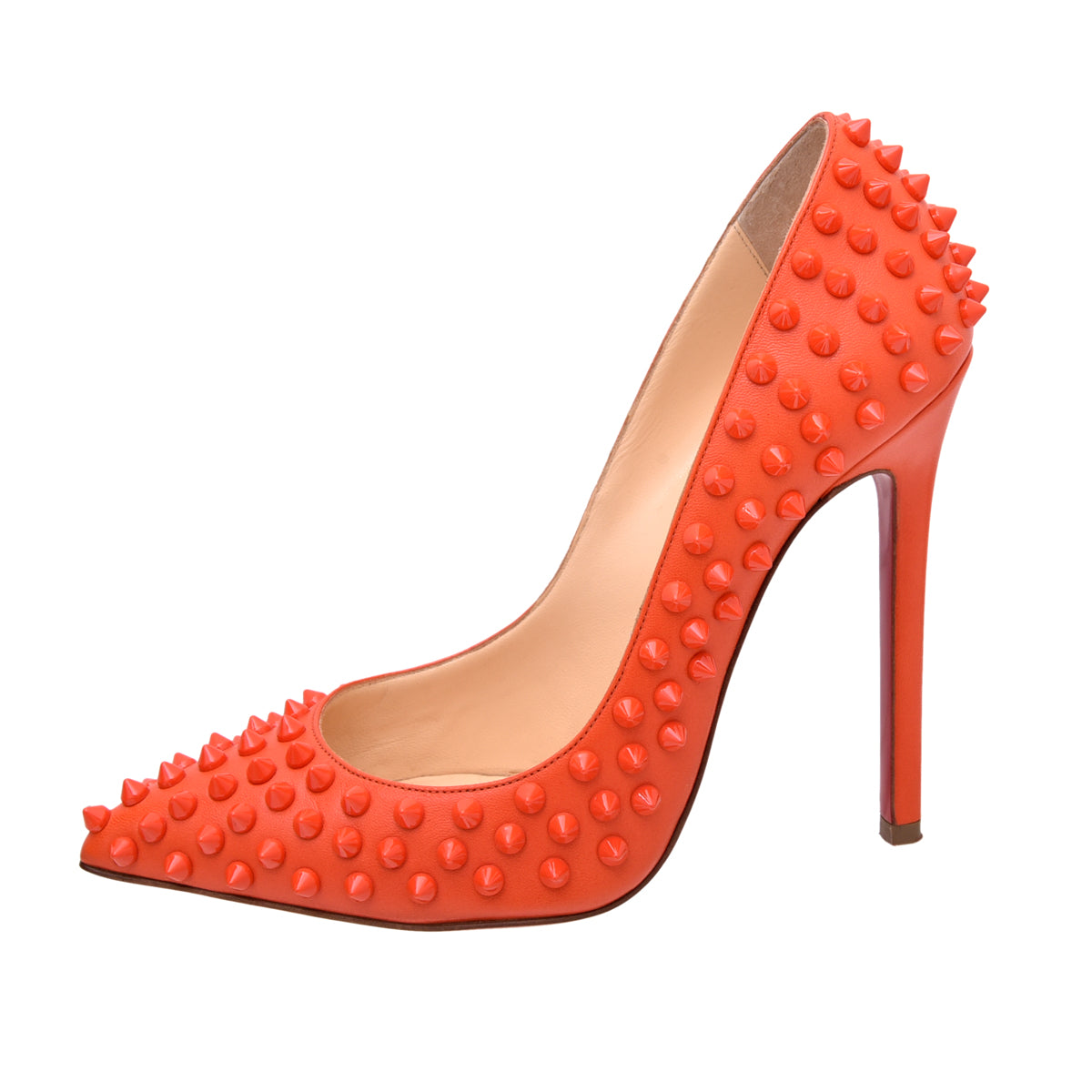 Christian Louboutin Orange Pigalle Spikes Pumps 37.5-Christian Louboutin-THE CLOSET