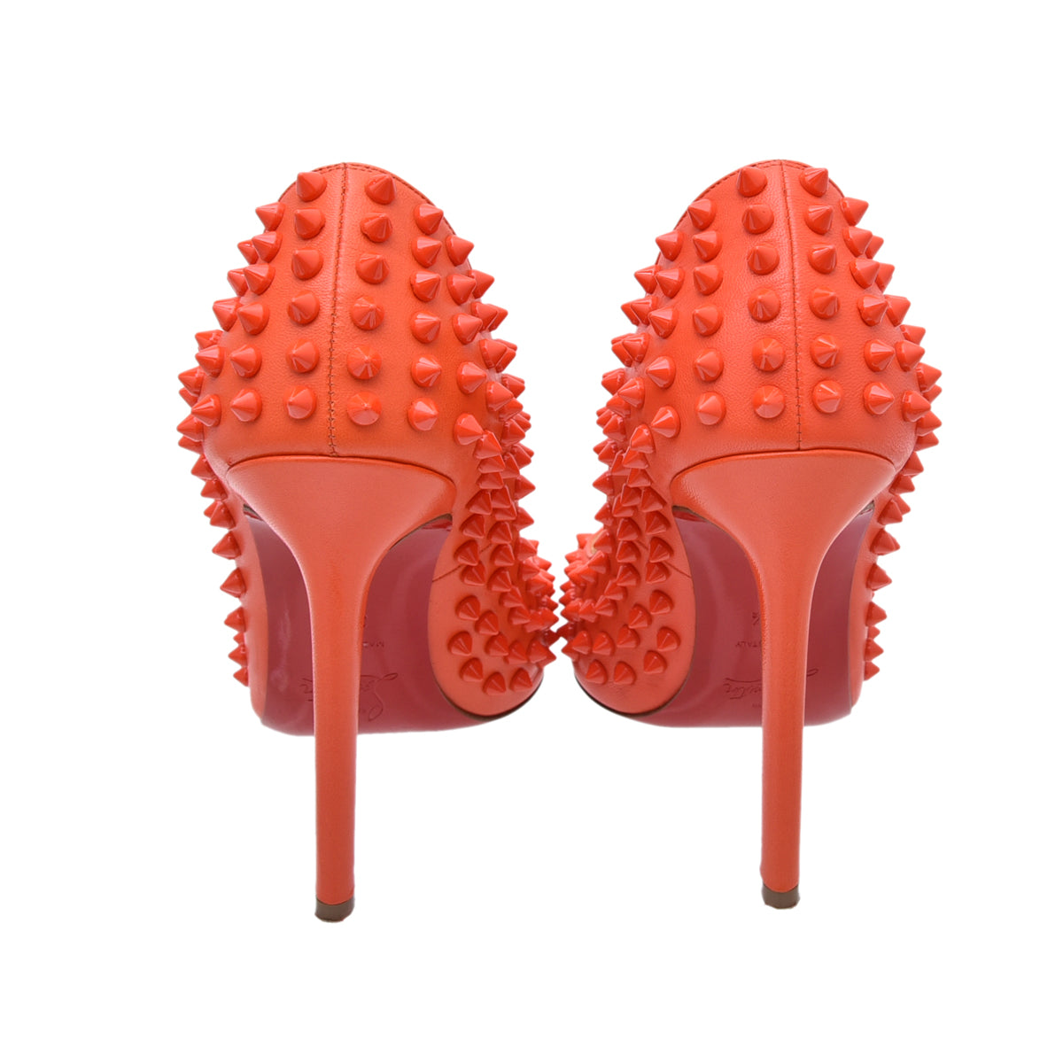 Christian Louboutin Orange Pigalle Spikes Pumps 37.5-Christian Louboutin-THE CLOSET