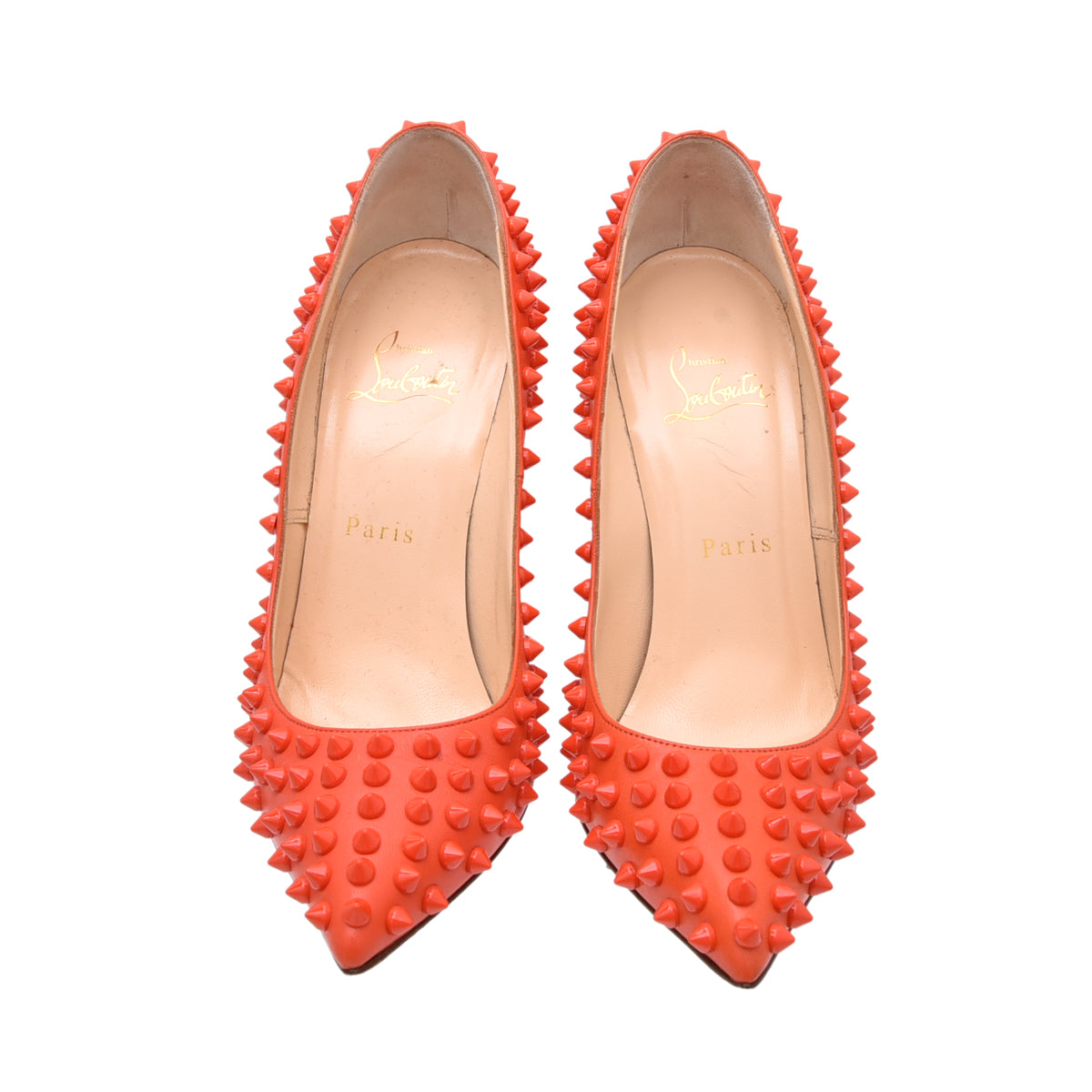 Christian Louboutin Orange Pigalle Spikes Pumps 37.5-Christian Louboutin-THE CLOSET