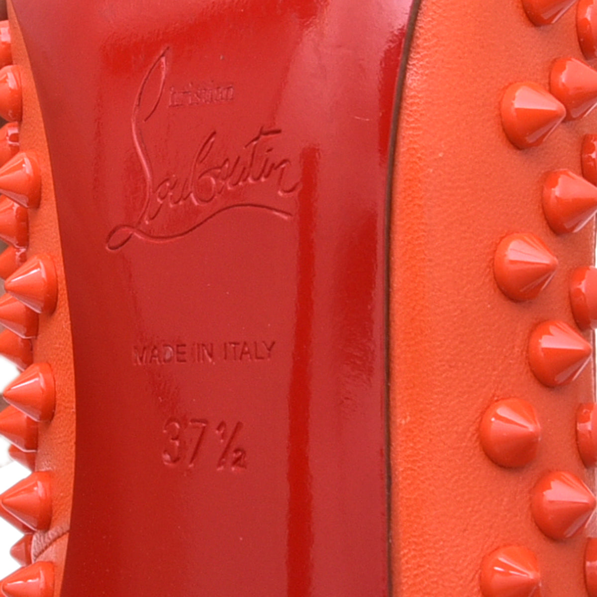 Christian Louboutin Red Bottom Orange Studded Pig aloe Heels Size EU 37.5