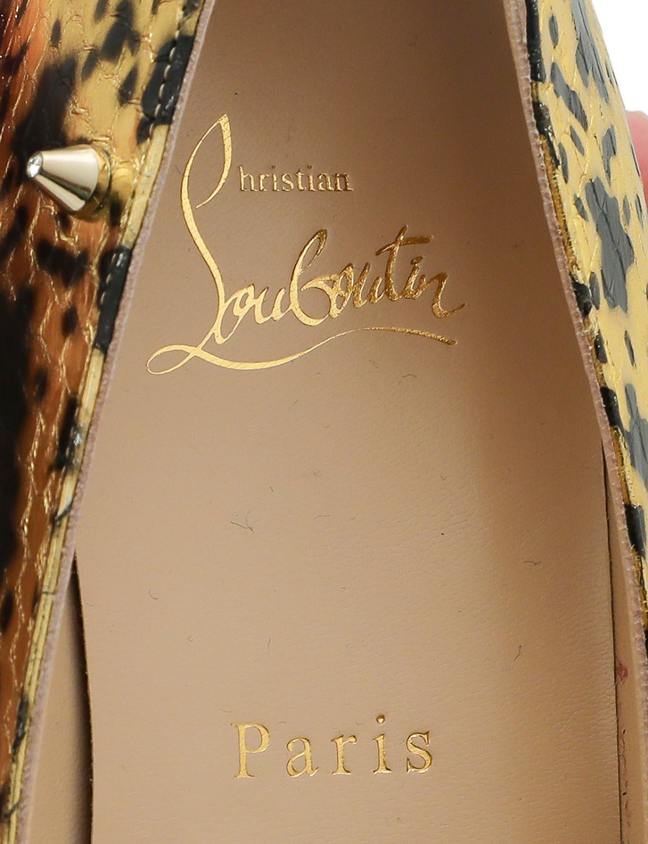 Christian Louboutin Bicolor Python Crystal On Tip Degraspike Flats 38-Christian Louboutin-THE CLOSET