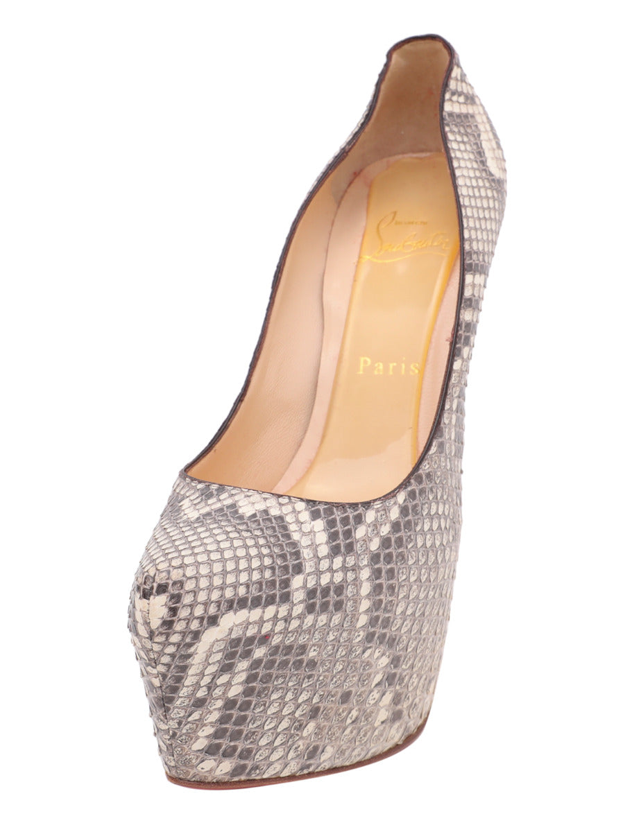 Christian Louboutin Beige Python Daffodile Platform Pump 38-Christian Louboutin-THE CLOSET
