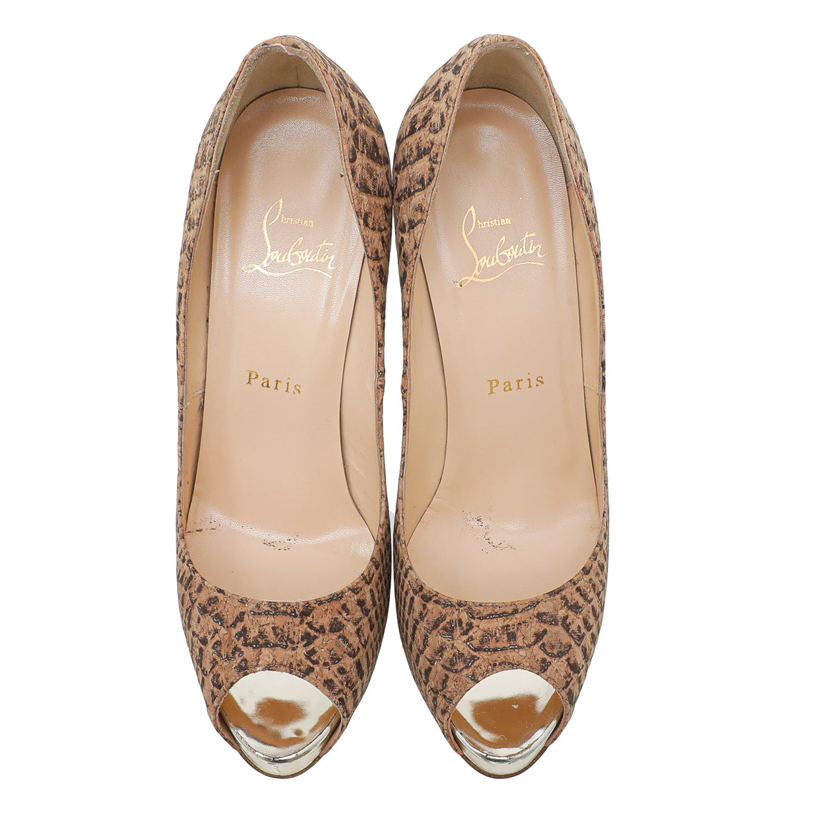 Christian Louboutin Natural Python Embossed Cork Very Prive Pumps 38-Christian Louboutin-THE CLOSET