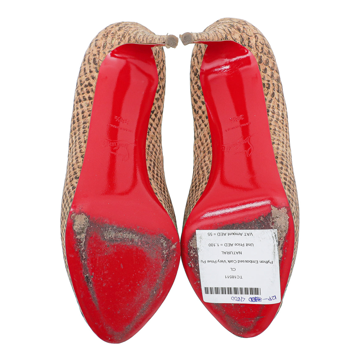 Christian Louboutin Natural Python Embossed Cork Very Prive Pumps 38-Christian Louboutin-THE CLOSET