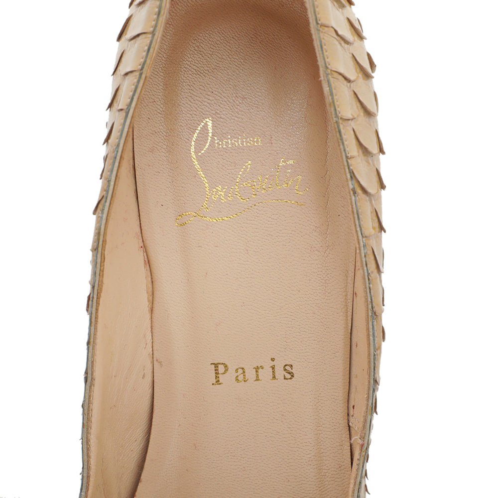 Christian Louboutin Beige Python New Very Prive Peep Toe Pumps 38.5-Christian Louboutin-THE CLOSET
