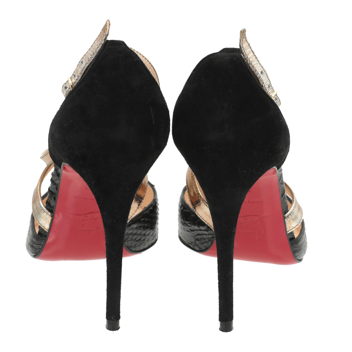Christian Louboutin Black Python & Suede Maltaise Pumps 35.5-Christian Louboutin-THE CLOSET