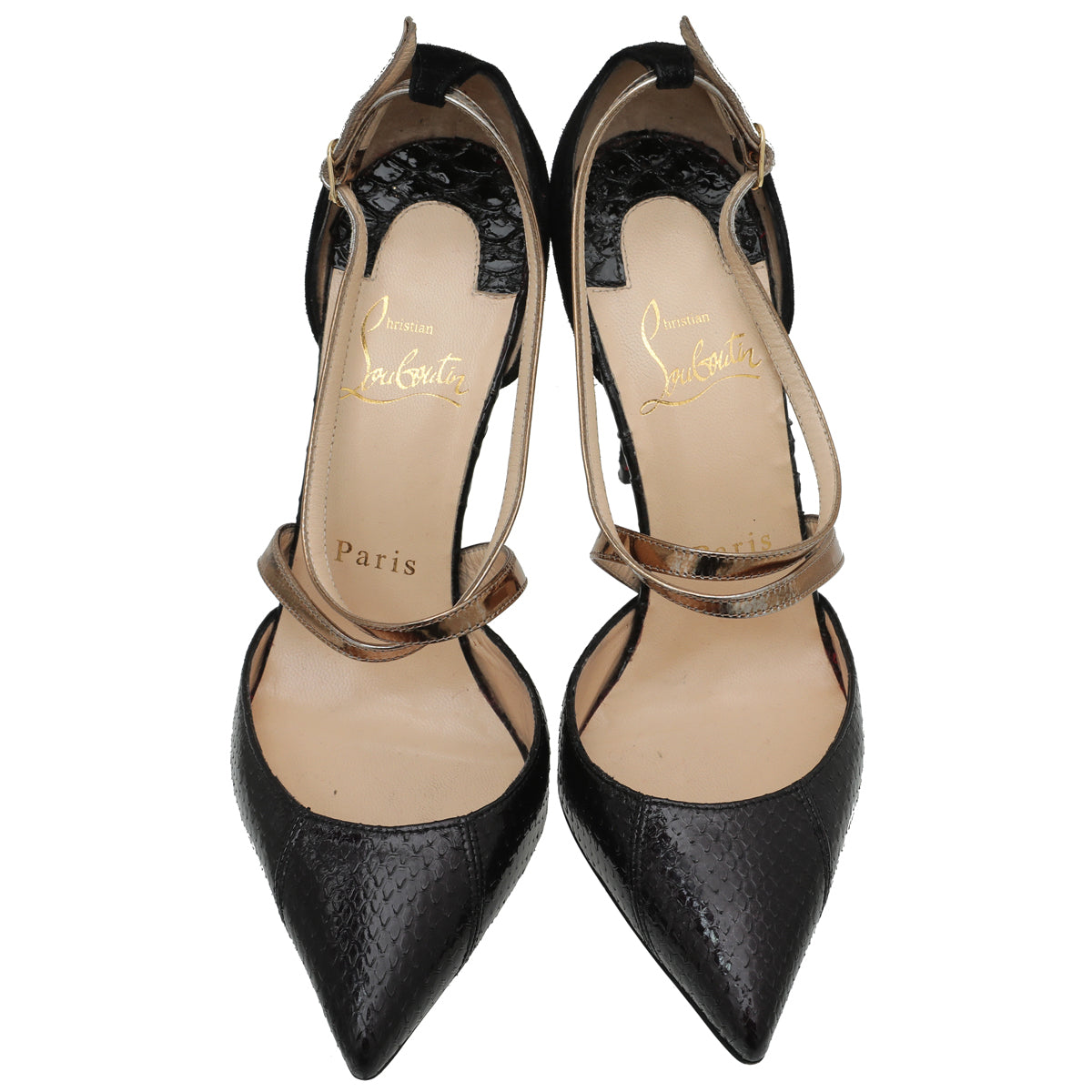 Christian Louboutin Black Python & Suede Maltaise Pumps 35.5-Christian Louboutin-THE CLOSET