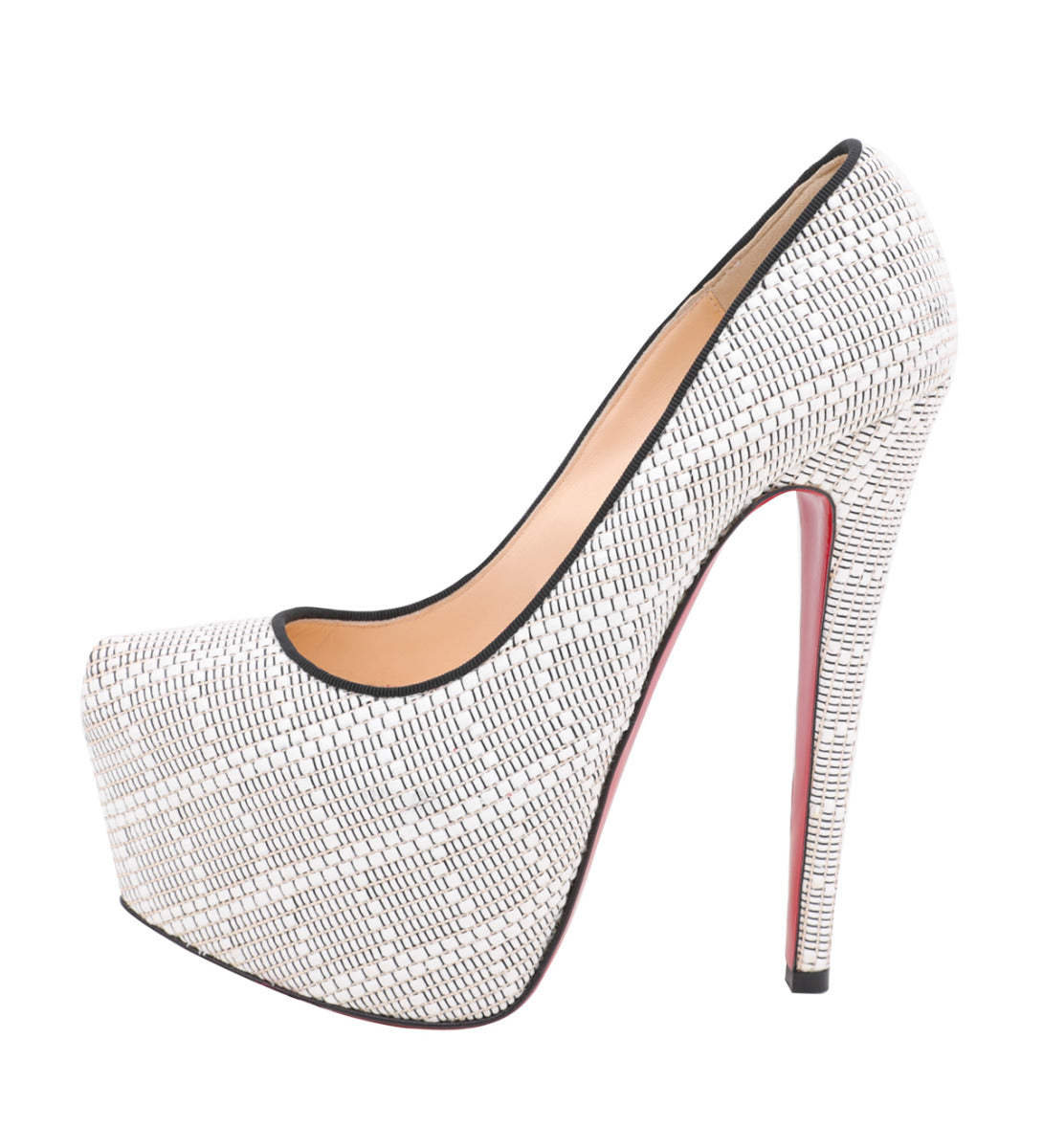 Christian Louboutin Bicolor Raffia Daffodile Platform Pumps 37.5-Christian Louboutin-THE CLOSET