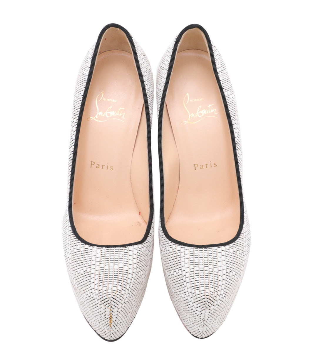 Christian Louboutin Bicolor Raffia Daffodile Platform Pumps 37.5-Christian Louboutin-THE CLOSET