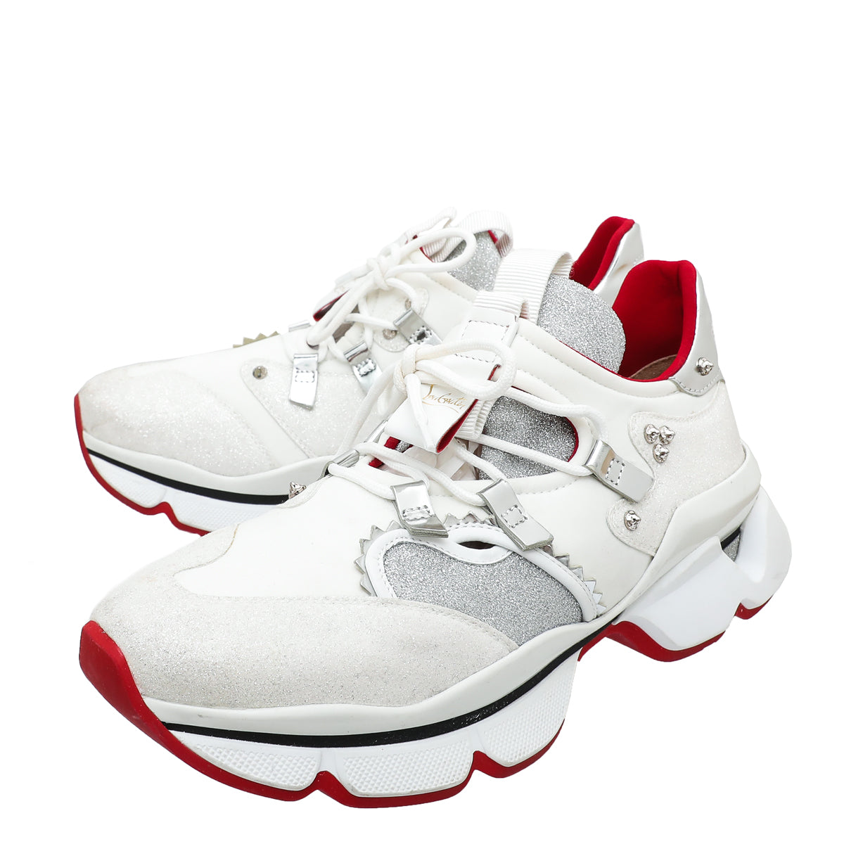 Christian Louboutin Red Glitter Neoprene Runner Donna Sneakers 42-Christian Louboutin-THE CLOSET
