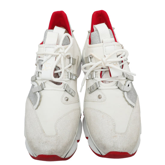 Christian Louboutin Red Glitter Neoprene Runner Donna Sneakers 42