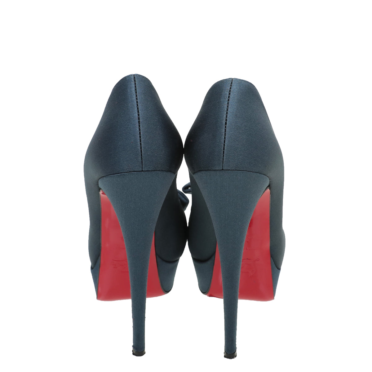 Christian Louboutin Teal Satin Madame Butterfly 150 Pumps 38.5-Christian Louboutin-THE CLOSET