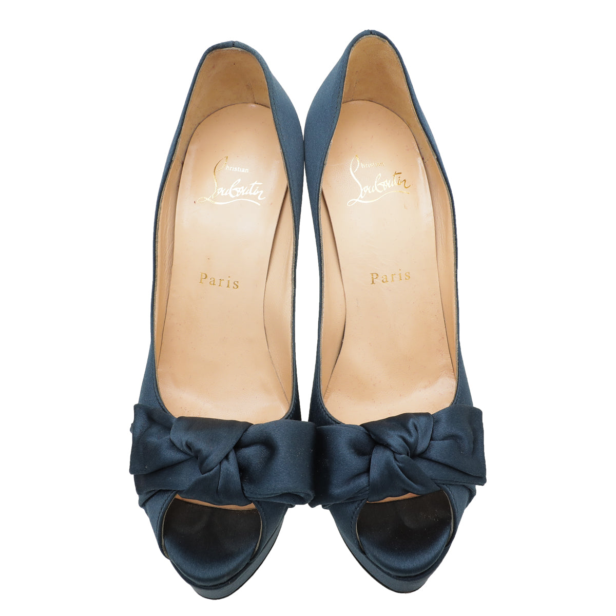 Christian Louboutin Teal Satin Madame Butterfly 150 Pumps 38.5-Christian Louboutin-THE CLOSET