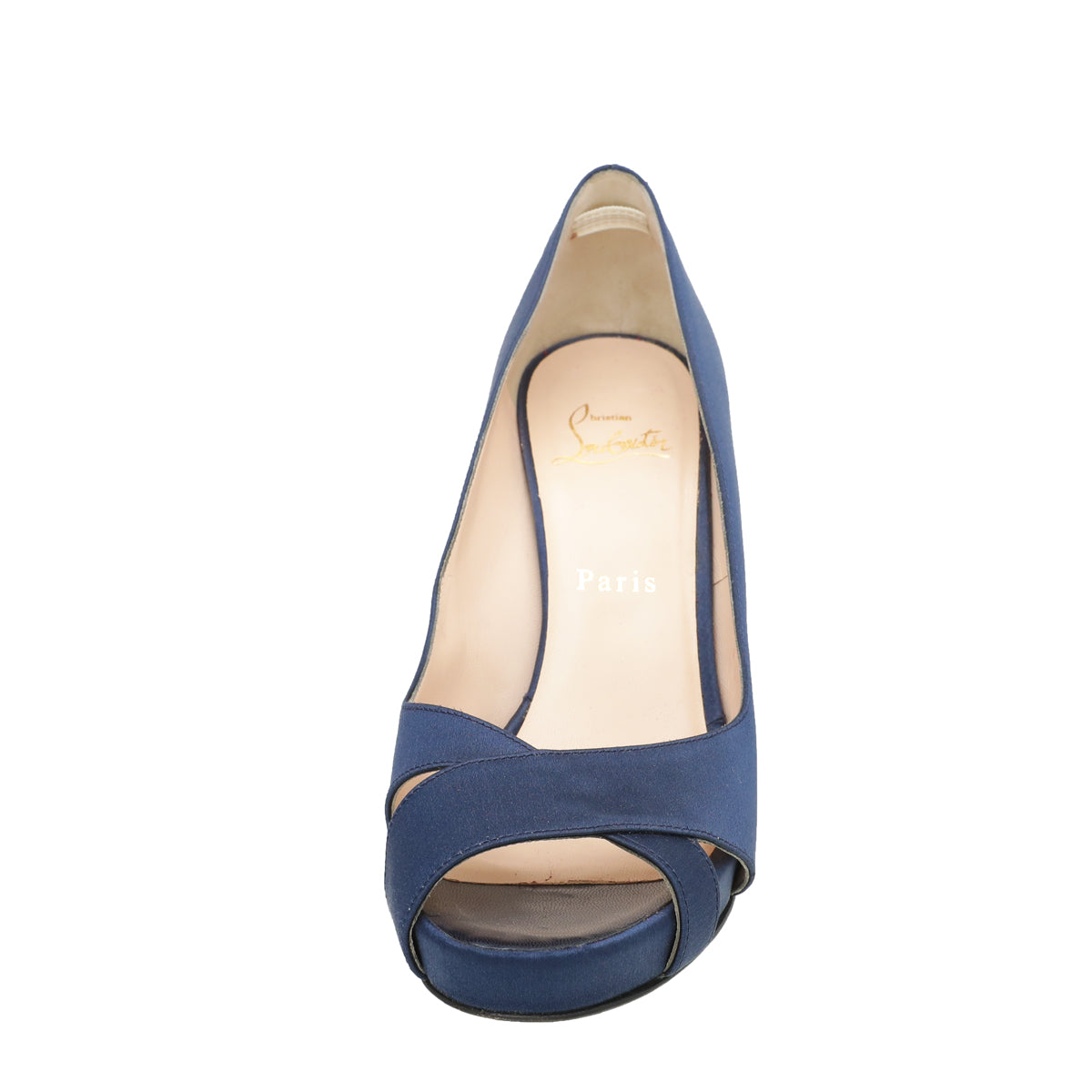 Christian Louboutin Navy Blue Satin Shelley Pump 38-Christian Louboutin-THE CLOSET
