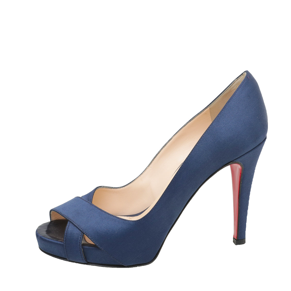 Christian Louboutin Navy Blue Satin Shelley Pump 38-Christian Louboutin-THE CLOSET