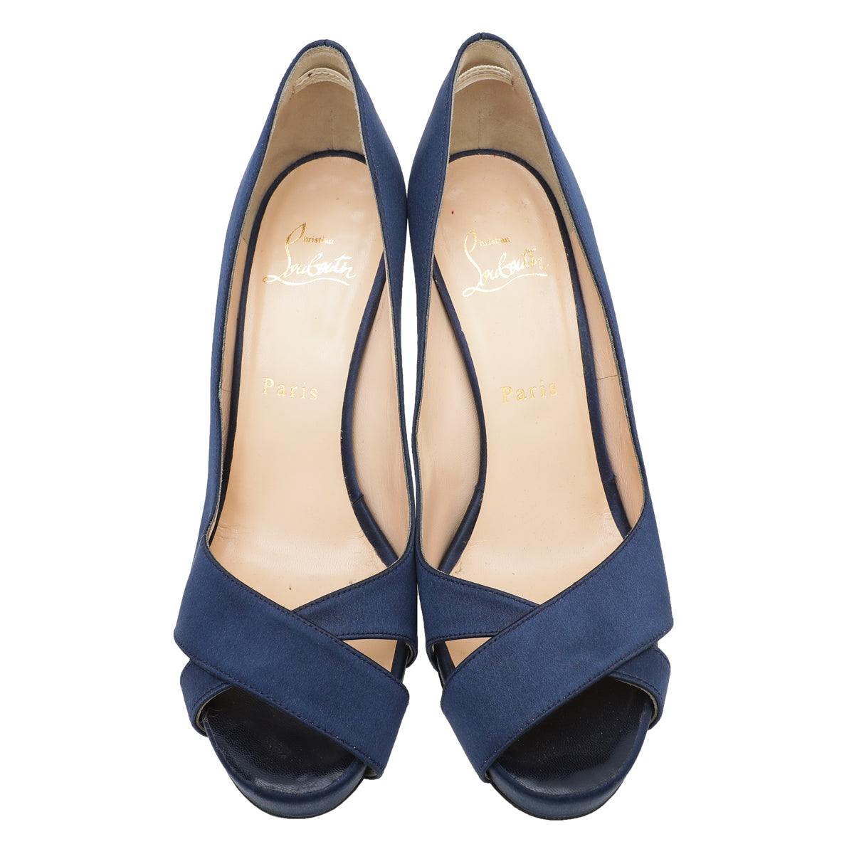 Christian Louboutin Navy Blue Satin Shelley Pump 38-Christian Louboutin-THE CLOSET