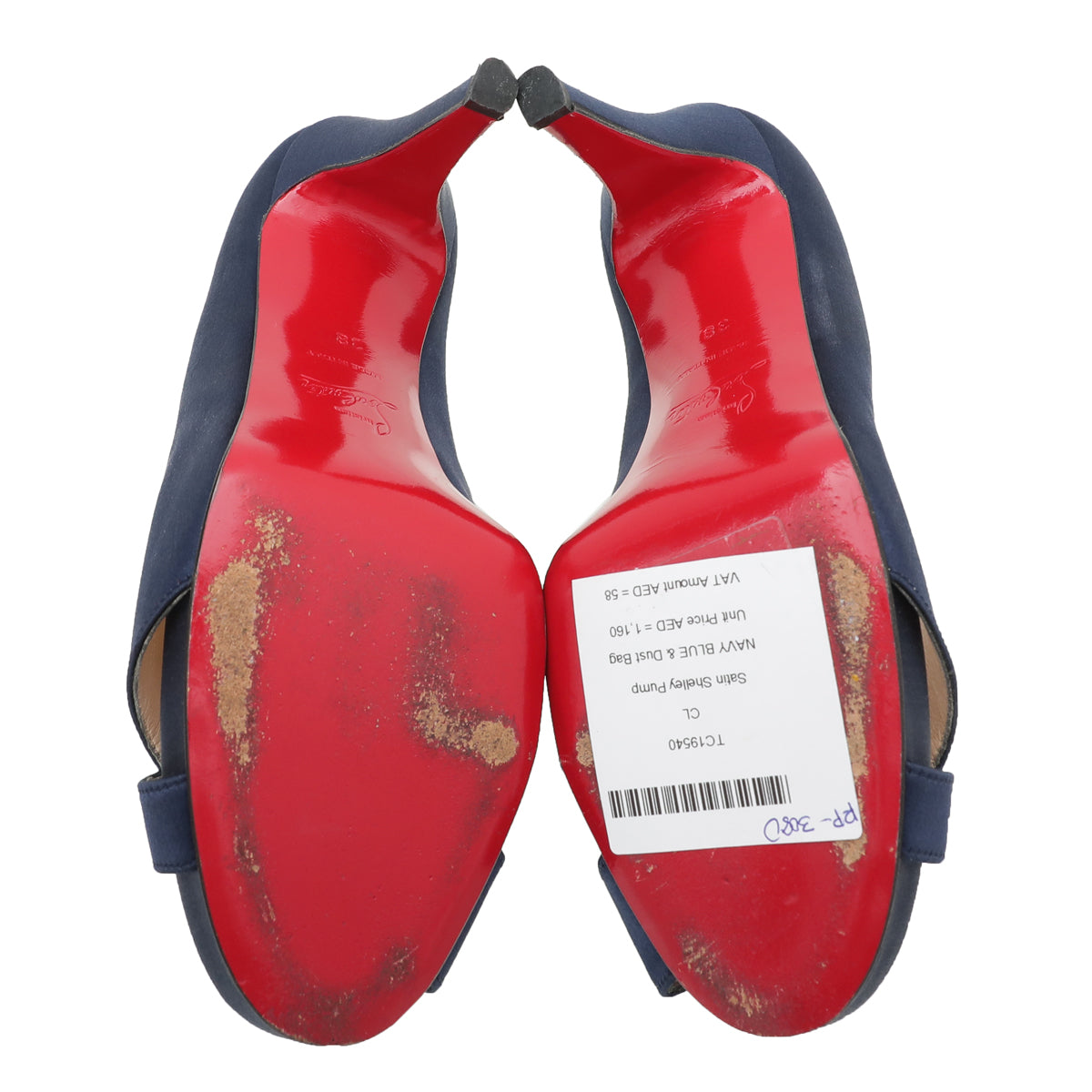 Christian Louboutin Navy Blue Satin Shelley Pump 38-Christian Louboutin-THE CLOSET