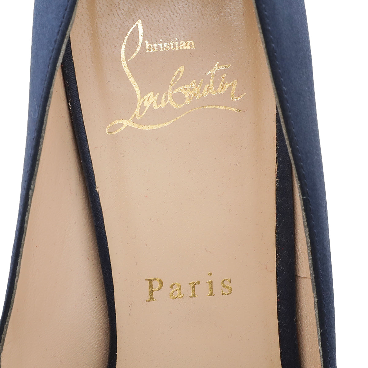 Christian Louboutin Navy Blue Satin Shelley Pump 38-Christian Louboutin-THE CLOSET