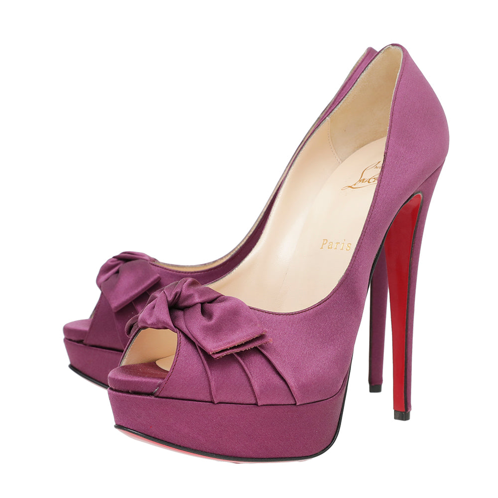Christian Louboutin Violet Satin Madame Butterfly 150 Pumps
