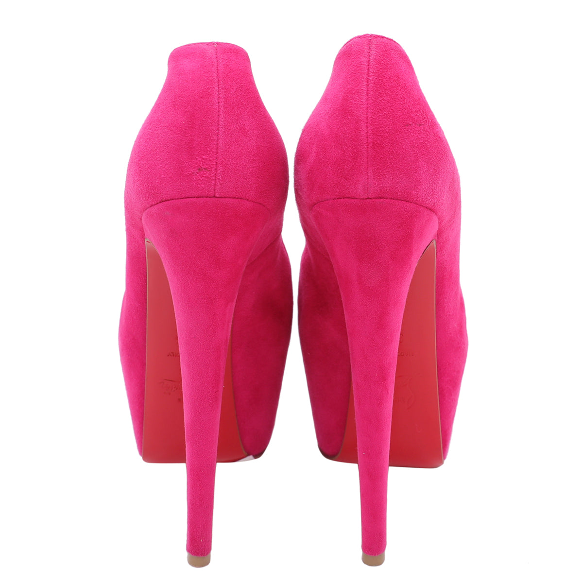 Christian Louboutin Fuchsia Suede Highness 150 Peep Toe Platform Pumps 37.5-Christian Louboutin-THE CLOSET