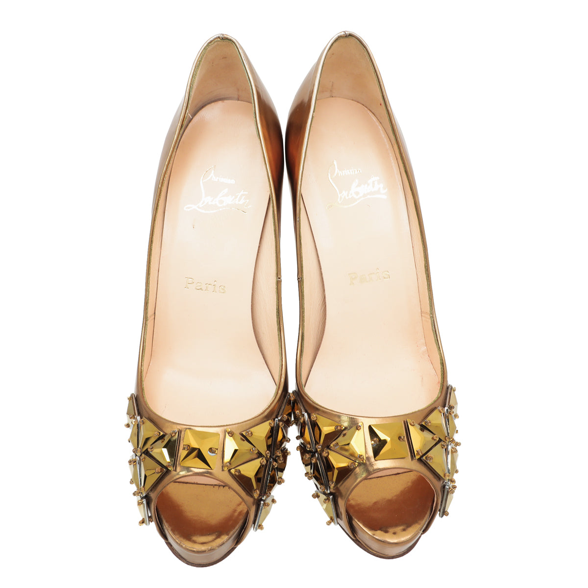 Christian Louboutin Gold Very Prive Crystal 120 Pumps 39.5-Christian Louboutin-THE CLOSET