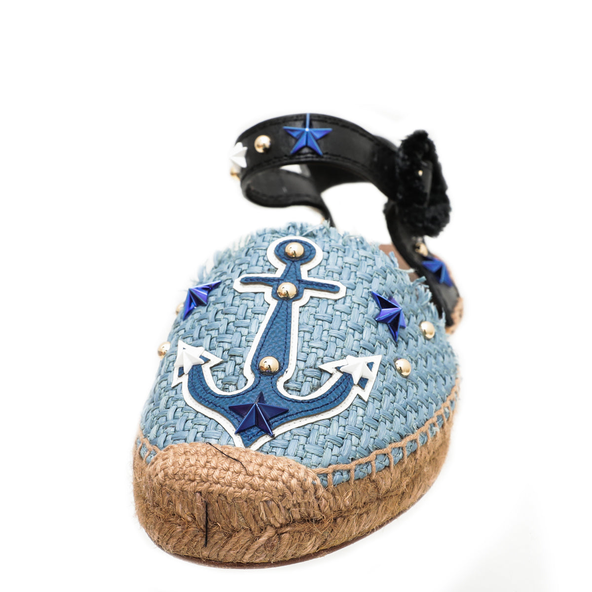 Dolce & Gabbana Blue Anchore Stars Raffia Espadrille Sandals 36-Dolce & Gabbana-THE CLOSET