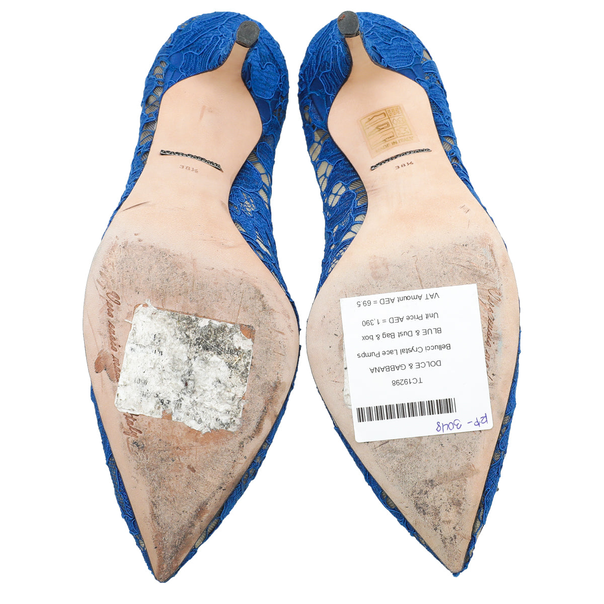 Dolce & Gabbana Blue Bellucci Crystal Lace Pumps 38.5-Dolce & Gabbana-THE CLOSET