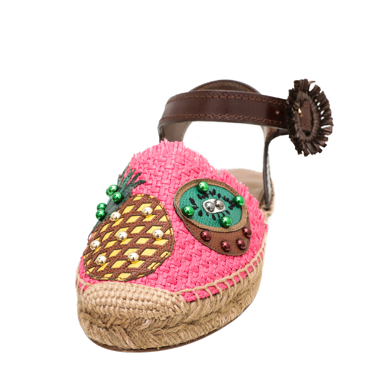 Dolce & Gabbana Bicolor Pineapple Kiwi Patch Ankle Strap 36-Dolce & Gabbana-THE CLOSET