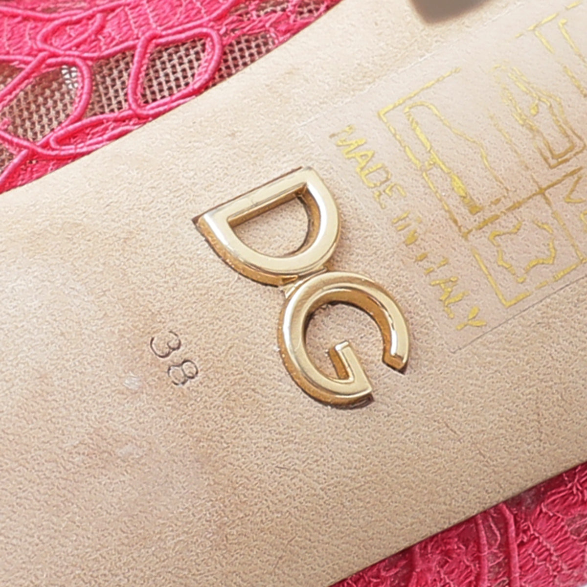 Dolce & Gabbana Fuchsia Lace Crystal Buckle Pump 38-Dolce & Gabbana-THE CLOSET