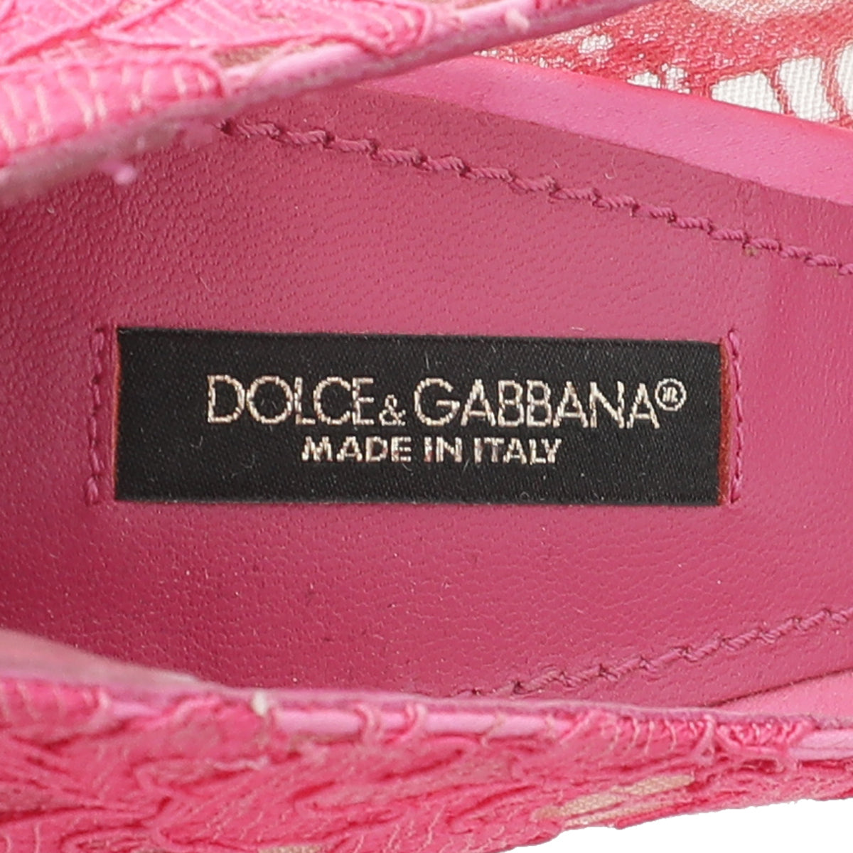 Dolce & Gabbana Fuchsia Lace Crystal Buckle Pump 38