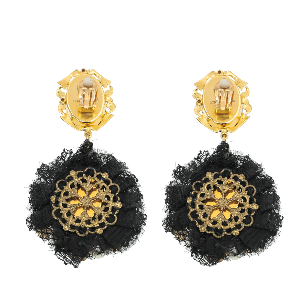 Dolce & Gabbana Bicolor Crystal Pearl Flower Dangling Earring-Dolce & Gabbana-THE CLOSET