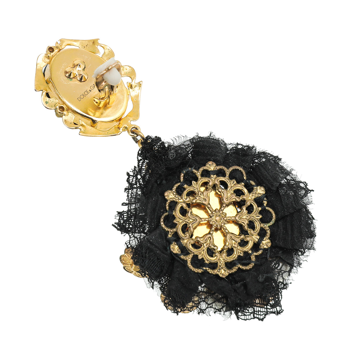 Dolce & Gabbana Bicolor Crystal Pearl Flower Dangling Earring-Dolce & Gabbana-THE CLOSET