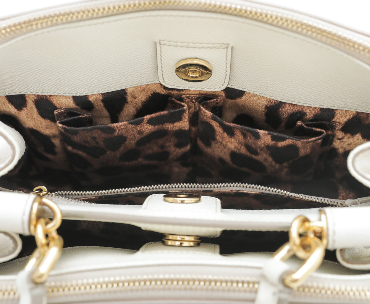 Dolce & Gabbana White Dauphine Miss Sicily Double Zip Bag-Dolce & Gabbana-THE CLOSET