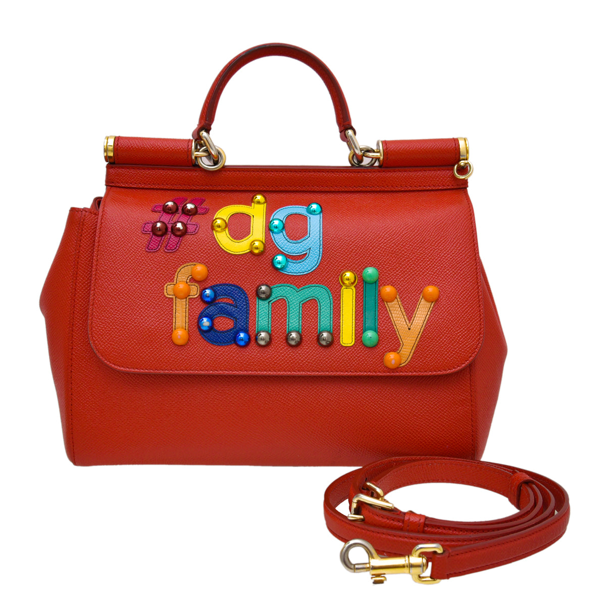 Dolce & Gabbana Red #DG Family Sicily Medium Bag-Dolce & Gabbana-THE CLOSET