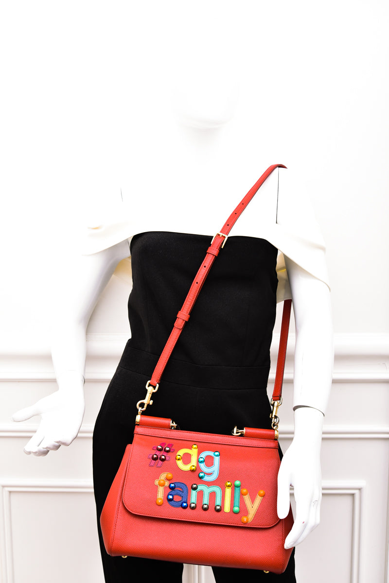 Dolce & Gabbana Red #DG Family Sicily Medium Bag-Dolce & Gabbana-THE CLOSET