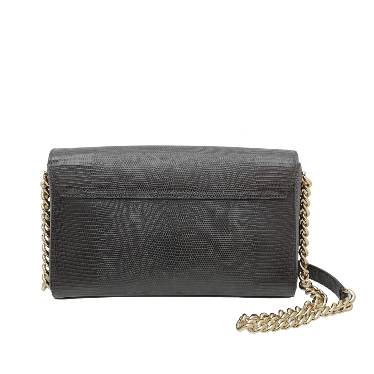 Dolce & Gabbana Dark Grey DG Millennials Iguana Print Chain Bag-Dolce & Gabbana-THE CLOSET