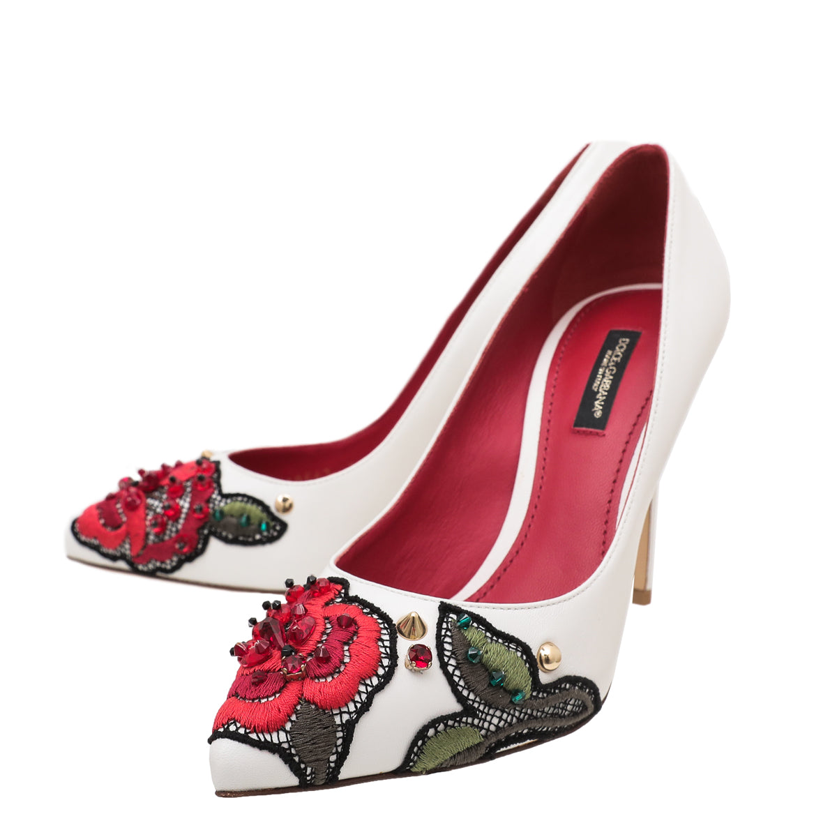Dolce & Gabbana White Multicolor Kate Platform Embellished Pump 37-Dolce & Gabbana-THE CLOSET