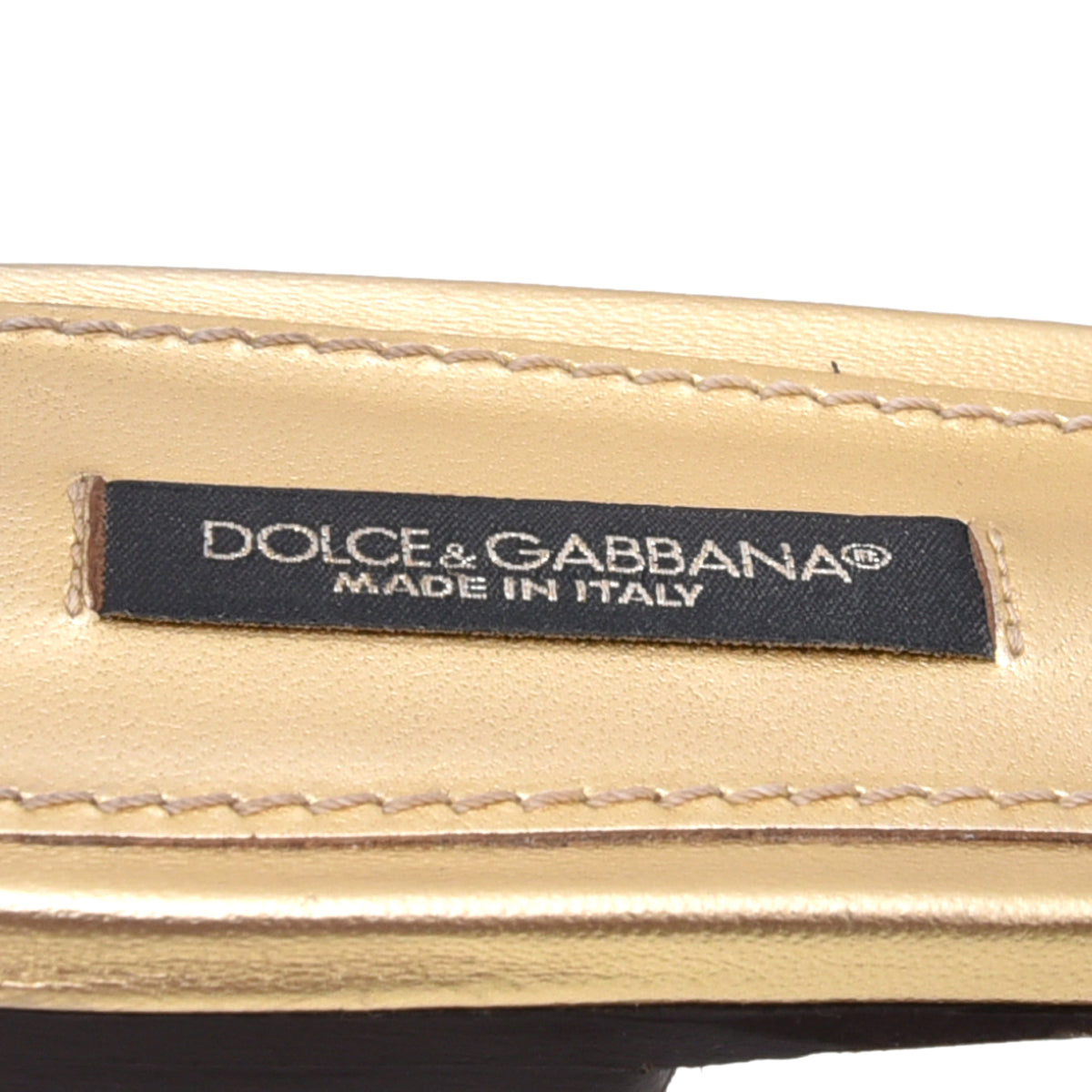 Dolce & Gabbana Metallic Gold Lace Bianca Flat Slides 36-Dolce & Gabbana-THE CLOSET