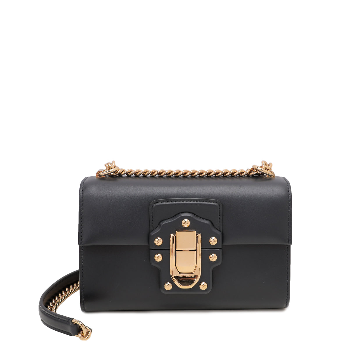Dolce & Gabbana Dark Blue Smooth Lucia Chain Shoulder Bag-Dolce & Gabbana-THE CLOSET