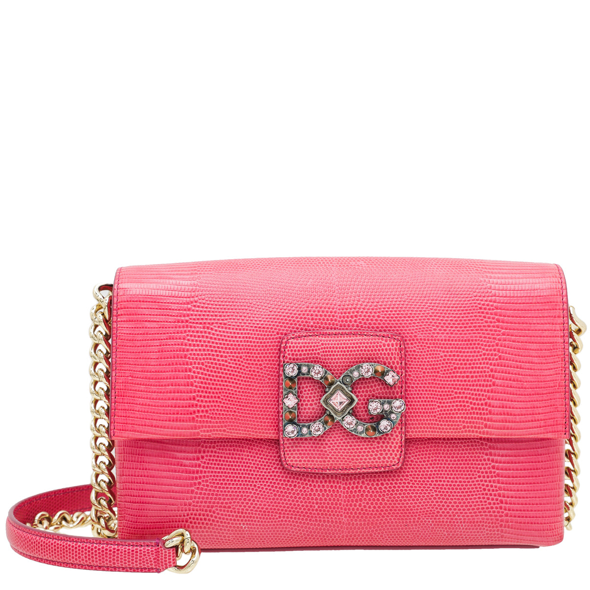 Dolce & Gabbana Red Lizard Millennials Flap Chain Bag-Dolce & Gabbana-THE CLOSET