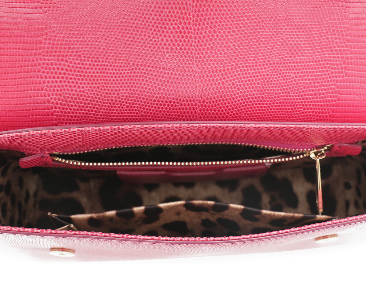 Dolce & Gabbana Red Lizard Millennials Flap Chain Bag